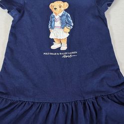 Ralph Lauren Polo Bear Cotton Jersey Baby Girl T-Shirt Dress  - 18 Months.