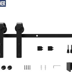 3FT Cabinet Sliding barn Door Hardware kit, for Single Door,J Shape with Matte Black, Suitable for TV Stand Wardrobe Cabinets (No Cabinet)