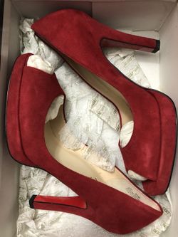 Red suede heels