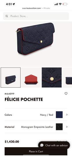 Louis Vuitton M64099 Felicie Monogram Empreinte Pochette - Navy