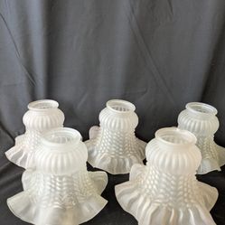 5 Frosted white sconces ruffled Lamp light Shades tulip