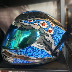 New Blue Eyes Dot Motorcycle Helmet $150