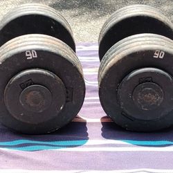 PAIR  OF  90  LB.  PRO  STYLE  DUMBBELLS     •  Also Have     110  LB.  PRO  STYLE  DUMBBELLS
