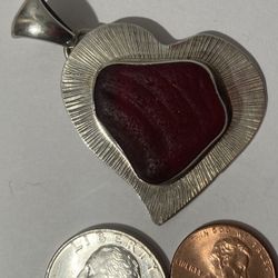 Vintage Sterling Silver Heart Pendant 