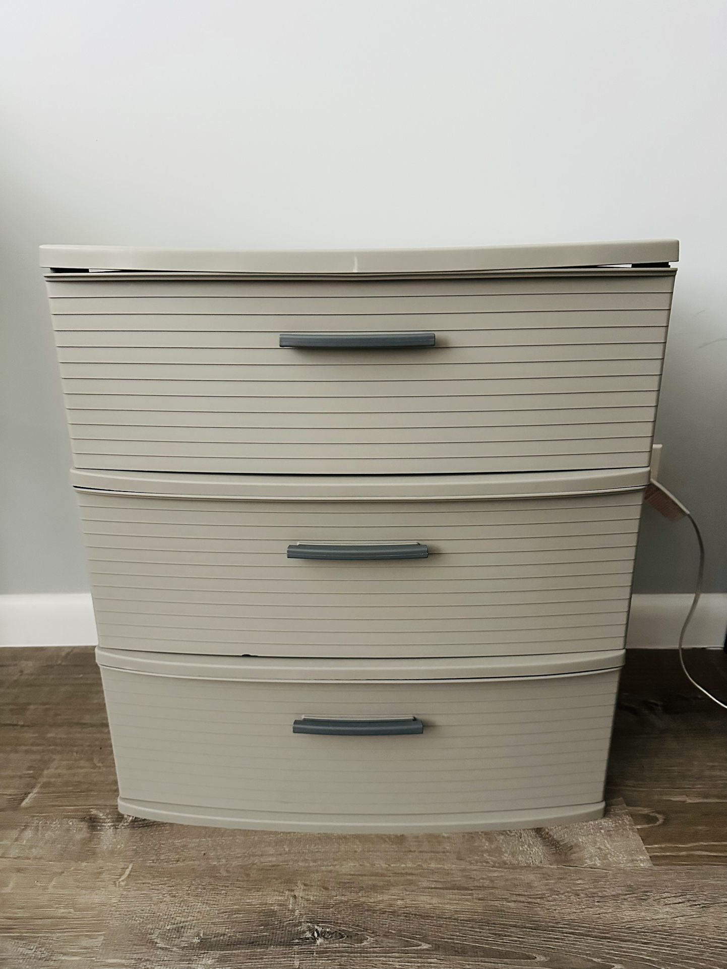 3 Drawer Wide Tower Dark Gray Plastic Storage Drawers No Assembly Required