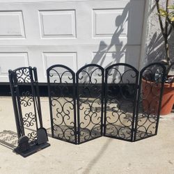 Fireplace Screen And Tool Set 