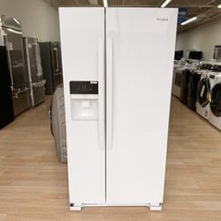 New Whirlpool - 21.4 Cu. Ft. Side-by-Side Refrigerator - White Model: WRS321SDHW