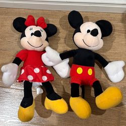 Mickey n Minnie Mouse stuff animal 14 inc tall