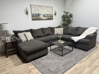 Large Grey Sectional Couch - Delivery Available