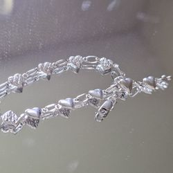 White Gold Heart Bracelet 