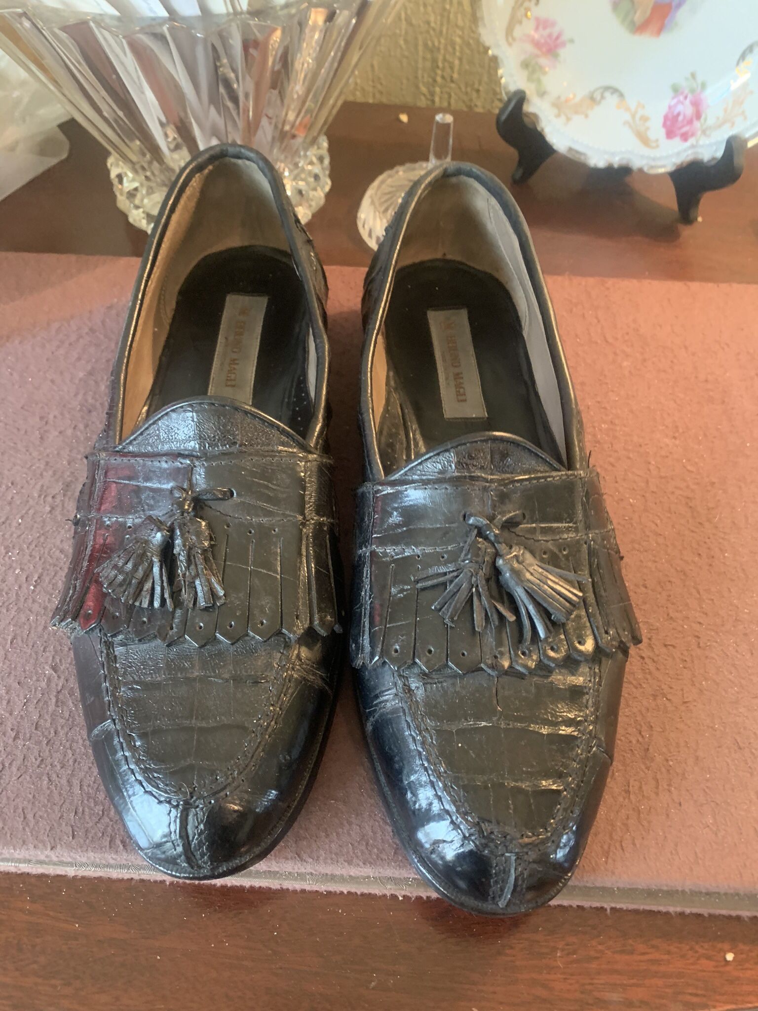 Bruno Magli Jared Kiltie Tassel Crocodile loafers size 10m Hand Crafted In Italy 