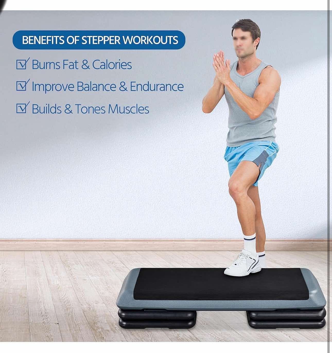 Aerobic Stepper, 4-6-8in Height-Adjustable Aerobic Exercise Step Platform Health W-17