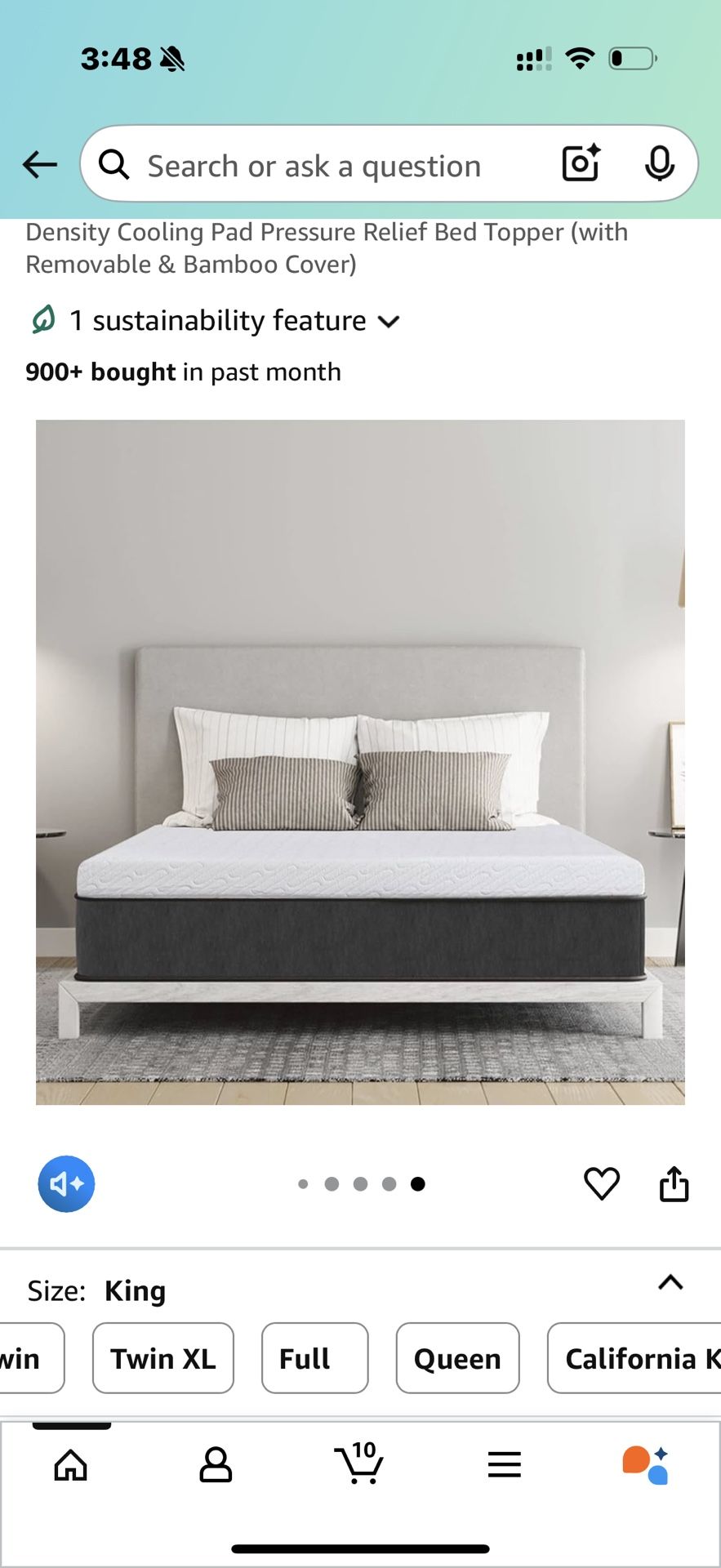 Valuxe 3” Memory Foam Mattress Topper King Size Like New