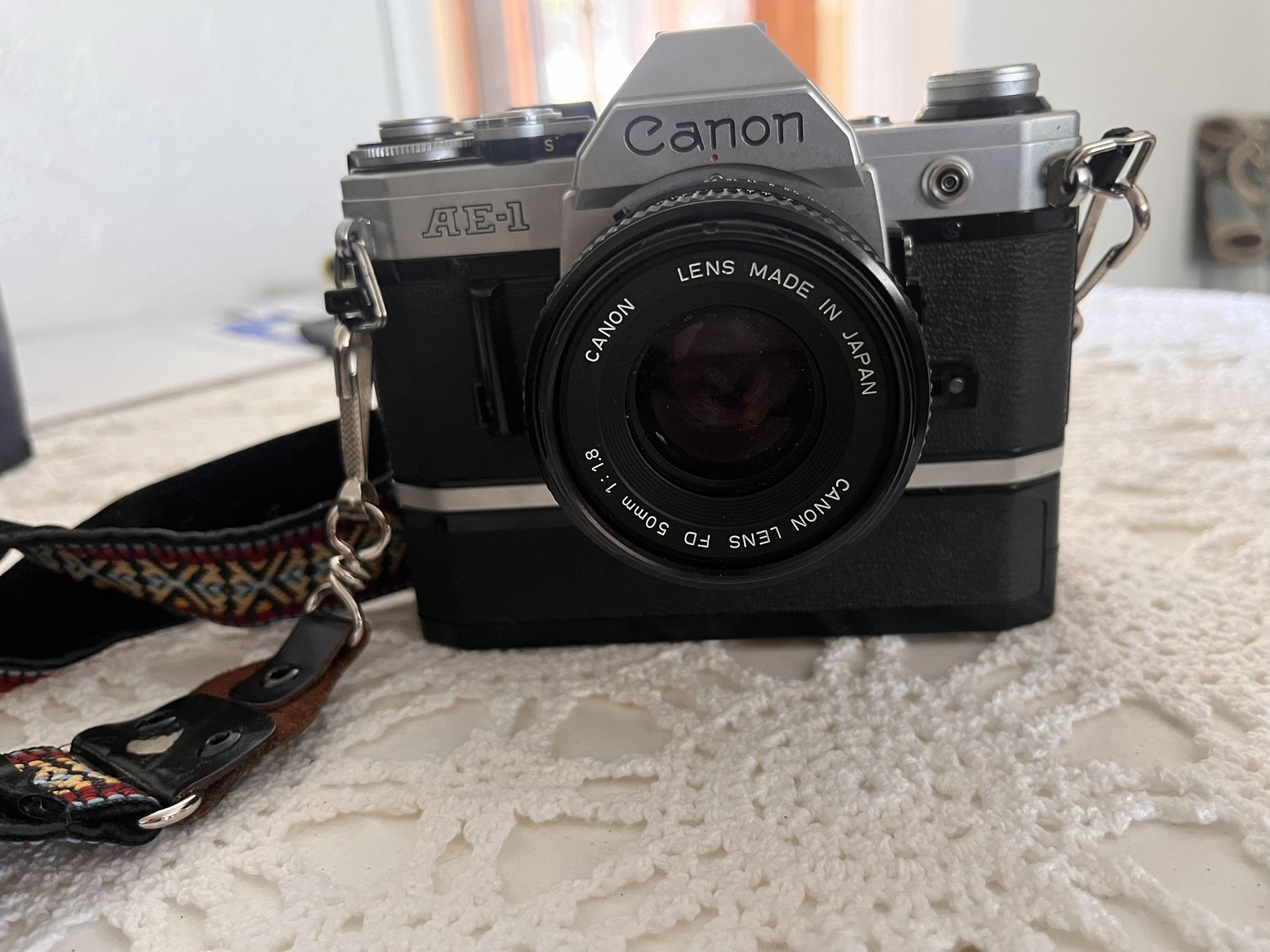 AE-1 Camera With Zoom Lens And Rewinder