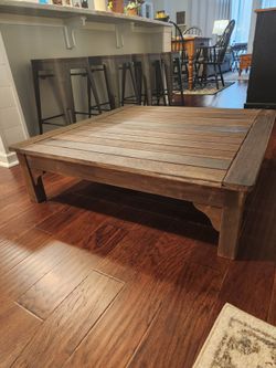 Square Wooden Slatted Table