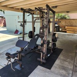 | Smith Machine 1001 | Squat Rack | 230lbs Bumper Weight Plates | Multi-Use Adj Bench | Barbell | Gym Equipment | Fitness | Excercise | FREE DELIVERY 