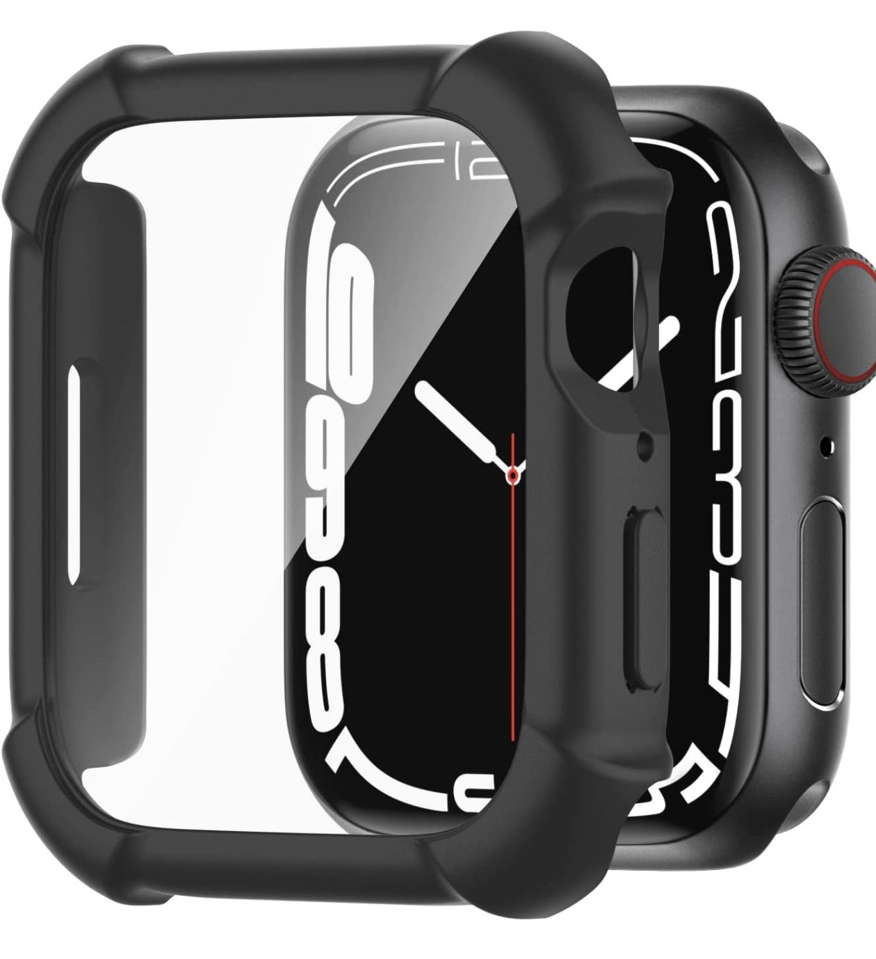 Adepoy Compatible for Apple Watch Case 45mm with Built in Tempered Glass Screen Protector