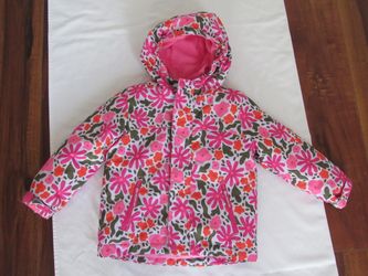 Girls 3T Pink Flower Print Winter Jacket, Cat & Jack