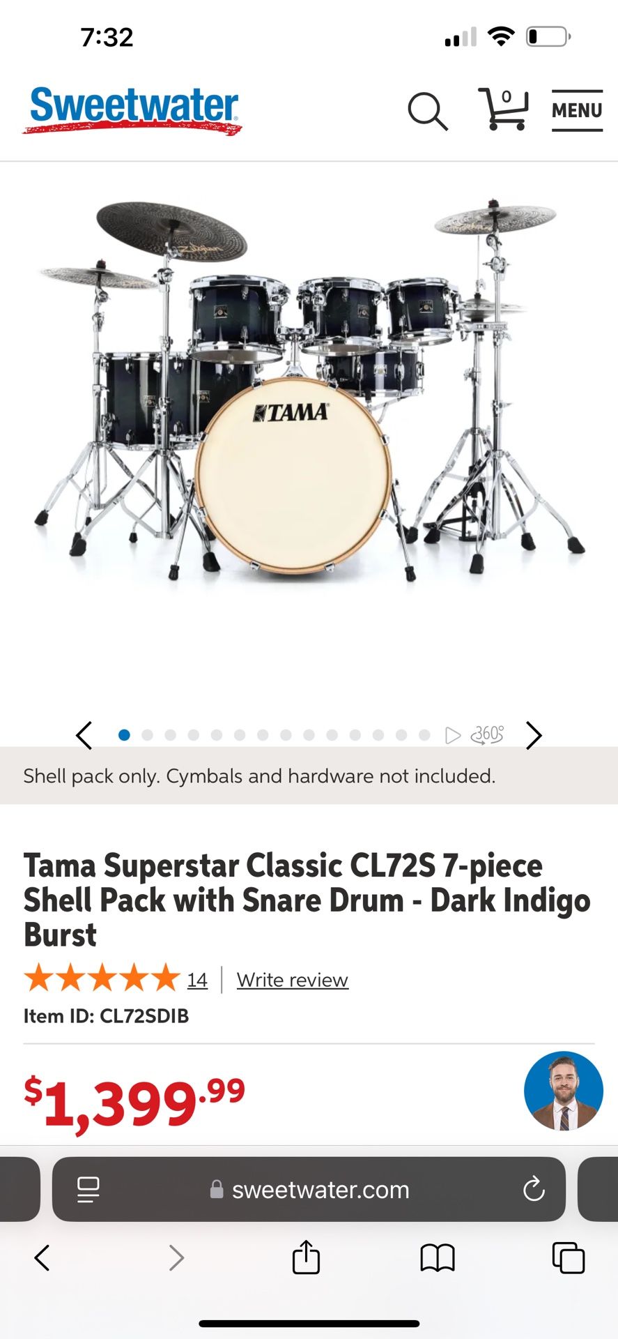 Complete 7pc Tama Maple Drum Set