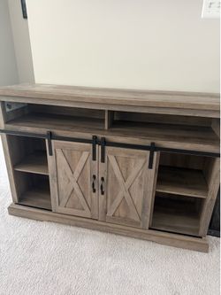 Rustic Farmhouse Entertainment Center with Sliding Barn Doors