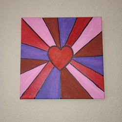 The One And Only Heart Original Acrylic Painting On Canvas Wall Art 8x8"