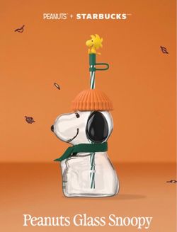 Starbucks Peanuts Snoopy Glass Cup with Straw