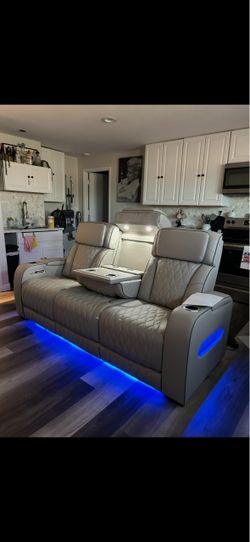 Power Reclining Sofa with LED Lighting