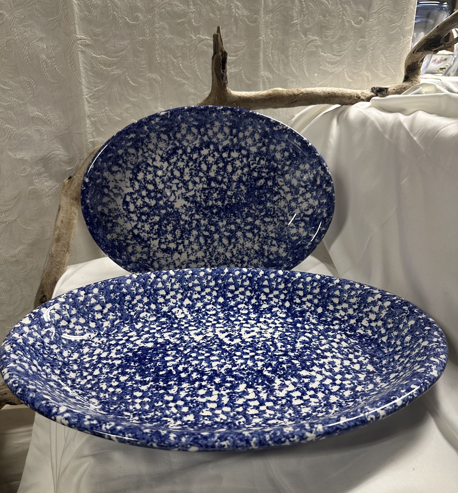 Vintage Spongeware Platters (2)