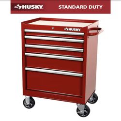Husky Standard-Duty 27 in. W x 18 in. D 5-Drawer Red Rolling Tool Cabinet