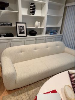 CB2 Brace White Boucle Sofa
