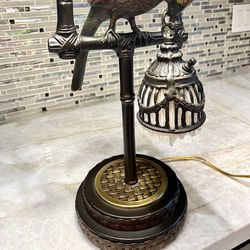 Vintage Copper Brass Parrot Lamp. 