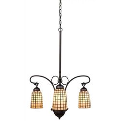**New** Meyda Tiffany Terra Bone 3 Light 20-1/2" Wide Chandelier with Tiffany Glass Shade