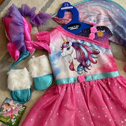 Girls Rainbow Unicorn Costume (size 7-8)