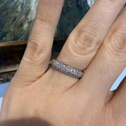 14K White Gold Natural Diamonds Ring Band 