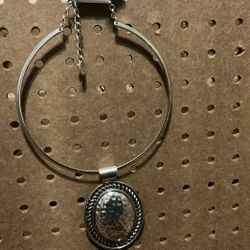 Silver Necklace With Large Medallion $10