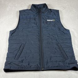Walmart Worker Puffer Vest Jacket Preslow Full Zip Mens XG (XL) Blue Quilted