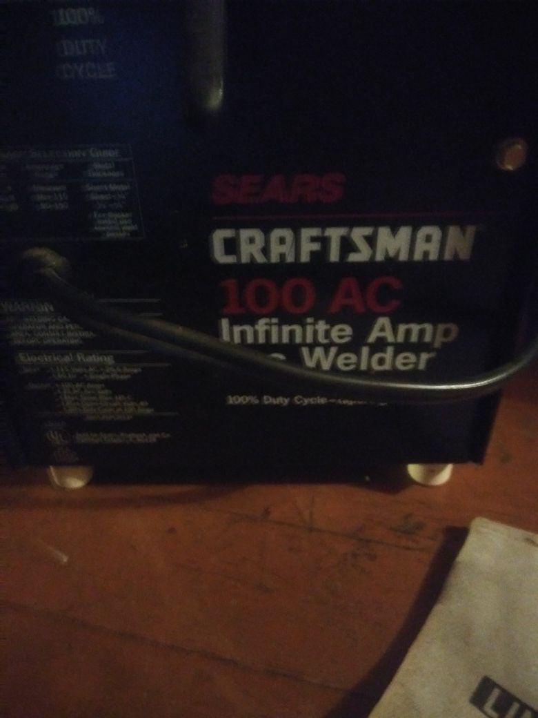 Craftsman 100AC infinite amp arc welder with gloves && safely glasses