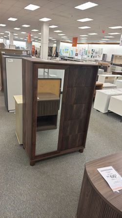 Dark Wood Wardrobe with Mirror Door