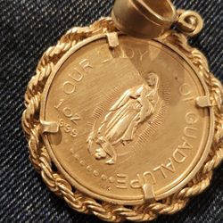 14k Gold Pesos Coin Pendant 