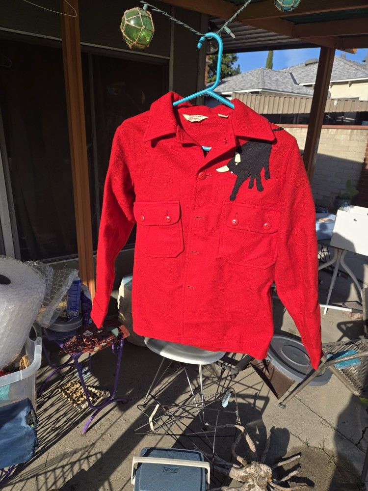 Beautiful 1950s Mens Red Wool Jacket Stunning 