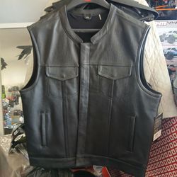 Motorcycle club leather vest size XXL brand new high quality rear leather