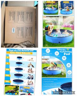 Foldable Dog Pool, Collapsible Hard Plastic Dog Swimming Pool, Portable Bath Tub for Pets Dogs and Cats, Pet Wading Pool for Indoor and Outdoor, 48 x 