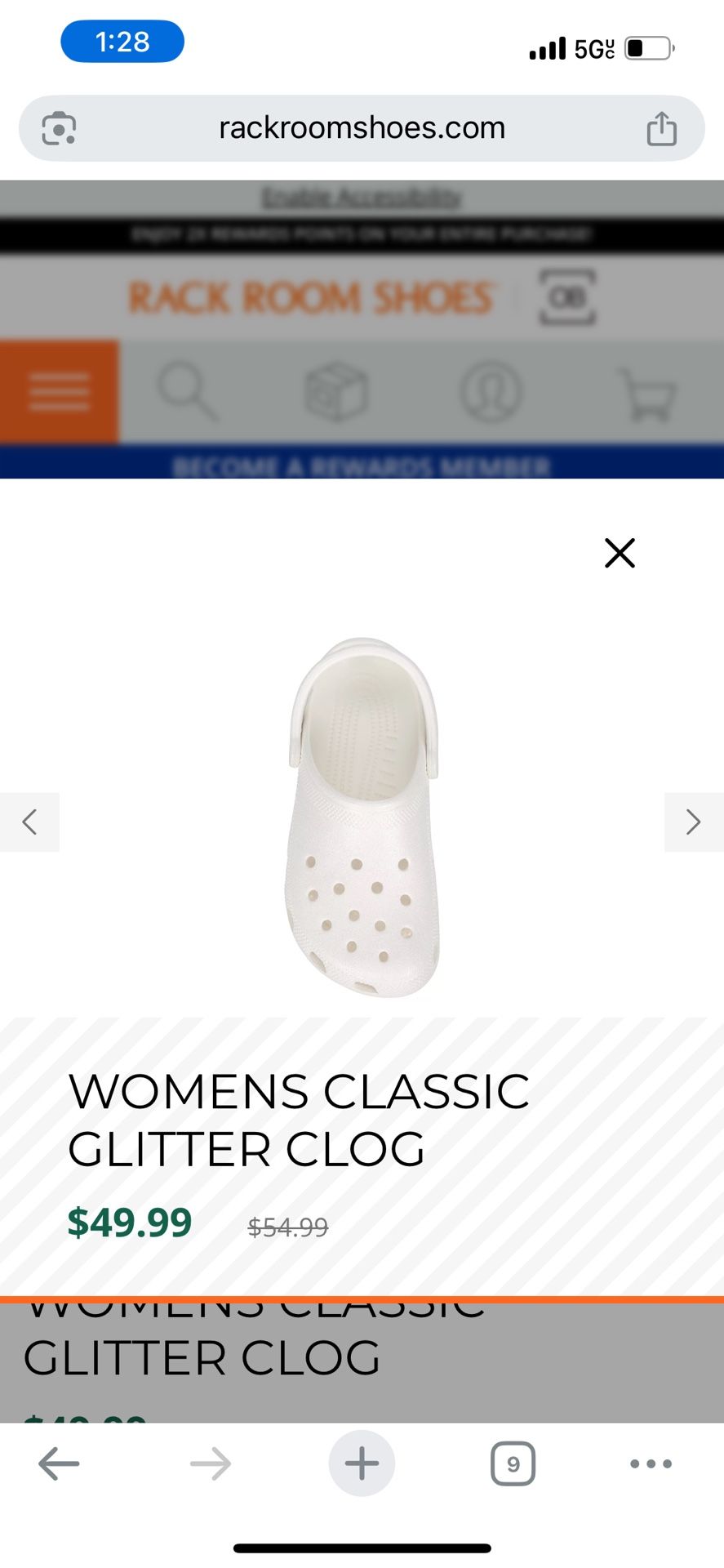 White Glitter crocs Women’s Sz 6