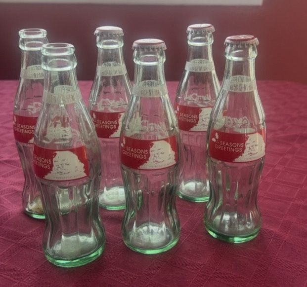 Vintage 1986 • 6 Pack Coke Coca-Cola Classic Glass Bottles 8oz Empty