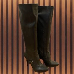 Nine West Stylish Black Leather High Heel Boots