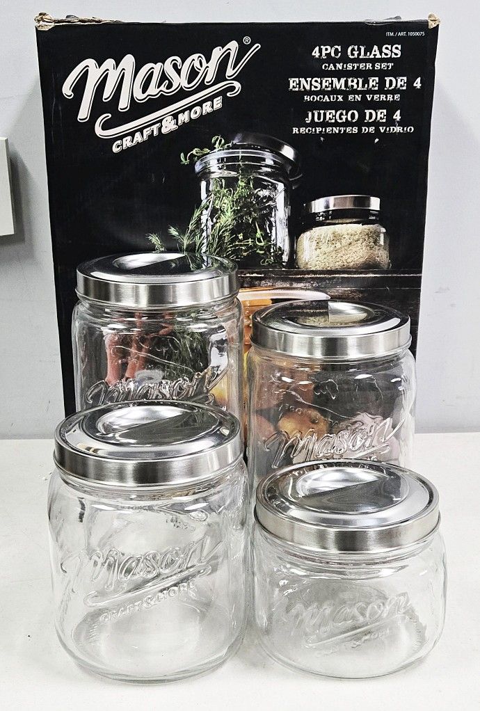 Mason Craft And More 4 Piece Glass Canister Set