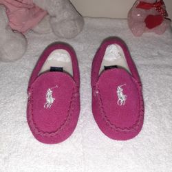 Polo Ralph Lauren Girls Slip-on Moccasins. US Size 4 (Baby)