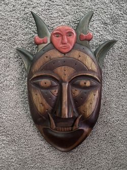 Demon Child Wooden Mask From Valley of Angels Honduras