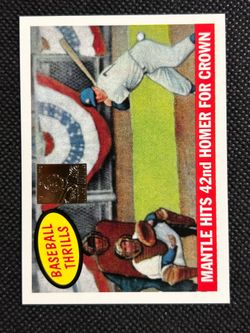 Topps 1996 Baseball Thrills Insert #461 Mickey Mantle Yankees Mantle Hits 42nd