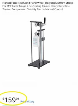 Manual Force Test Stand Hand Wheel Operated 250mm Stroke For ZMF Force Gauge 2 Pcs Testing Clamps Heavy Duty Base Tension Compression Stability Precis
